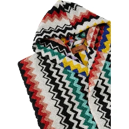 multicolor Hooded bathrobe with all-over Zig-Zag motif in cotton home