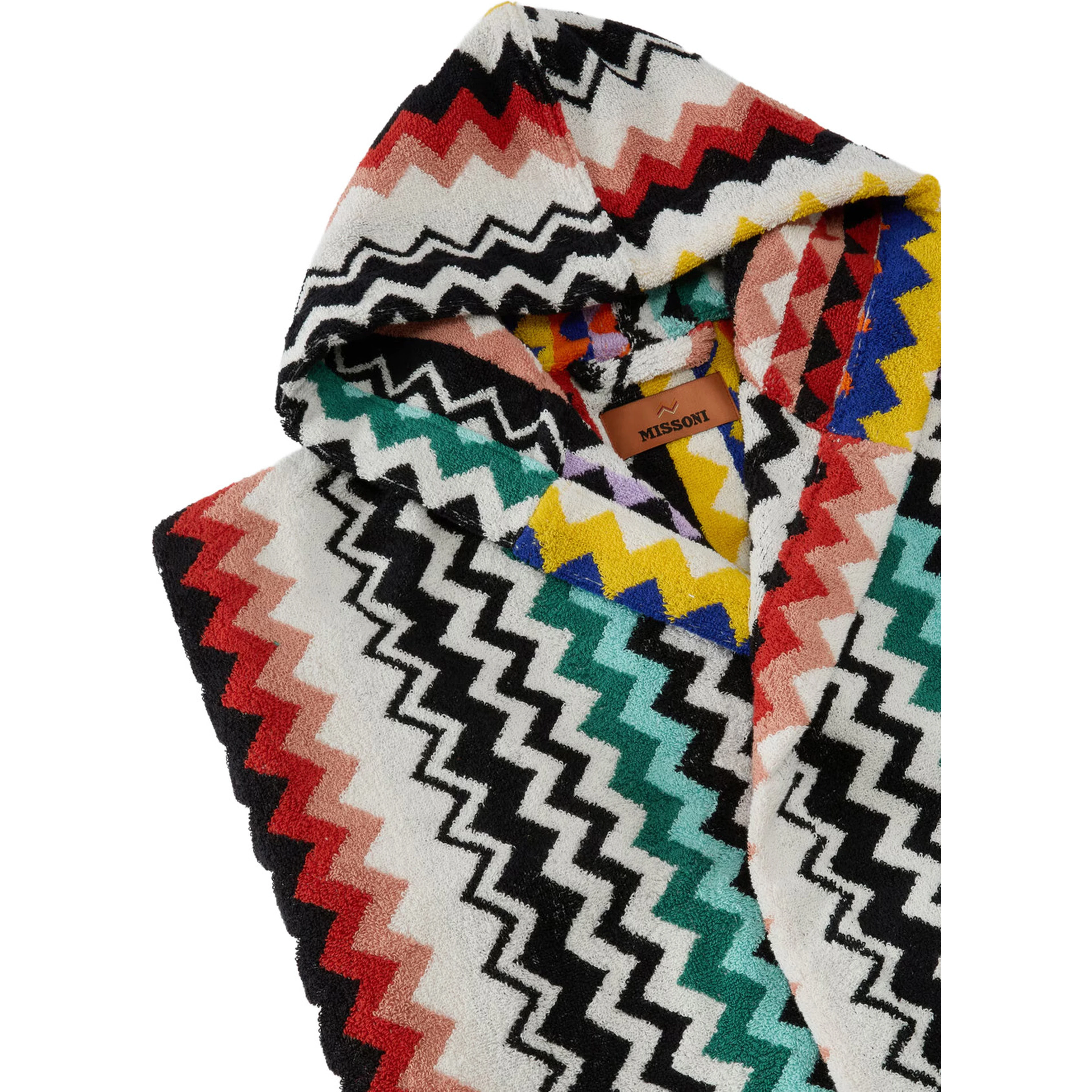 multicolor Hooded bathrobe with all-over Zig-Zag motif in cotton home