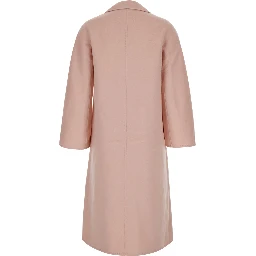 Pink double-breasted coat with classic lapels in wool women