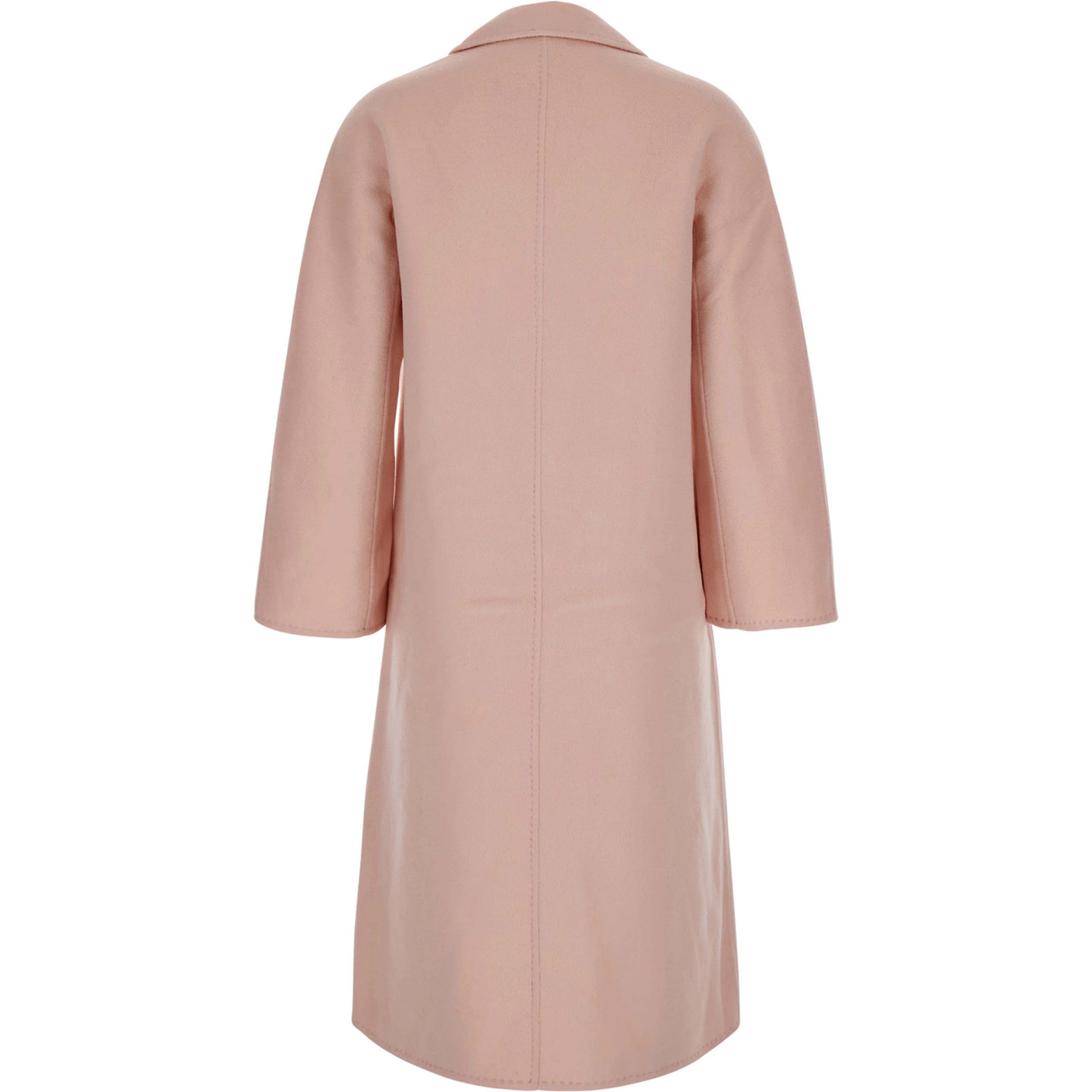 Pink double-breasted coat with classic lapels in wool women