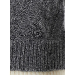 grey top with boat neck and bow at the front in wool for women