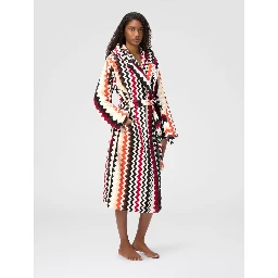 multicolor Hooded bathrobe with all-over Zig-Zag motif in cotton home