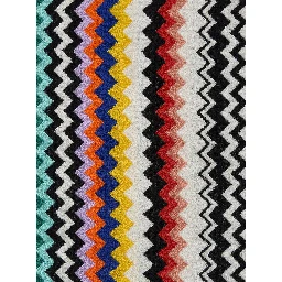 multicolor Hooded bathrobe with all-over Zig-Zag motif in cotton home