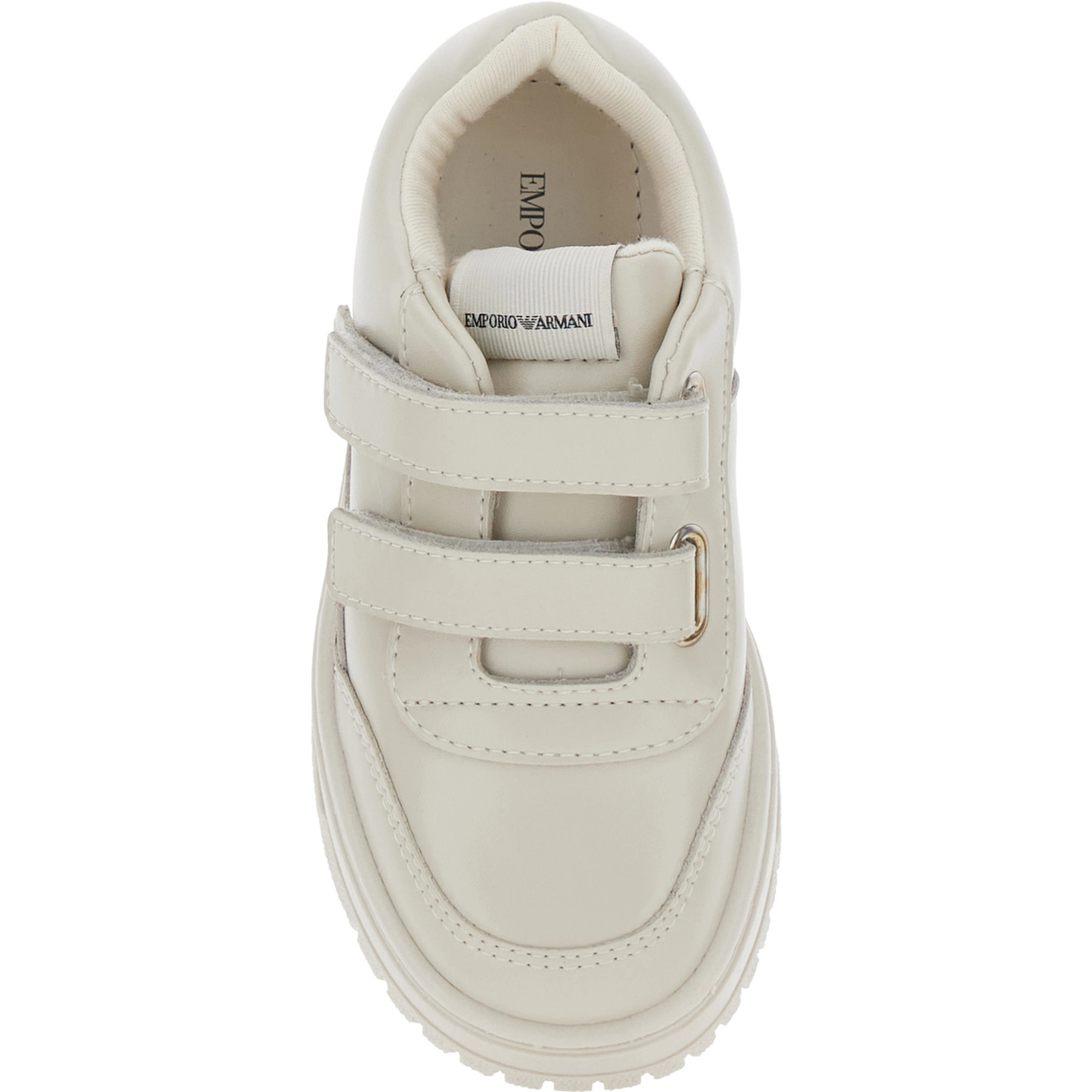 Beige Low Top Sneakers with Logo Patch on the Tongue in Leather Boy
