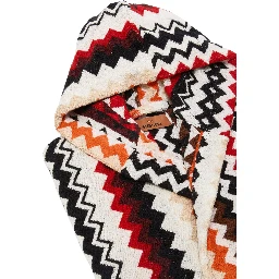 multicolor Hooded bathrobe with all-over Zig-Zag motif in cotton home