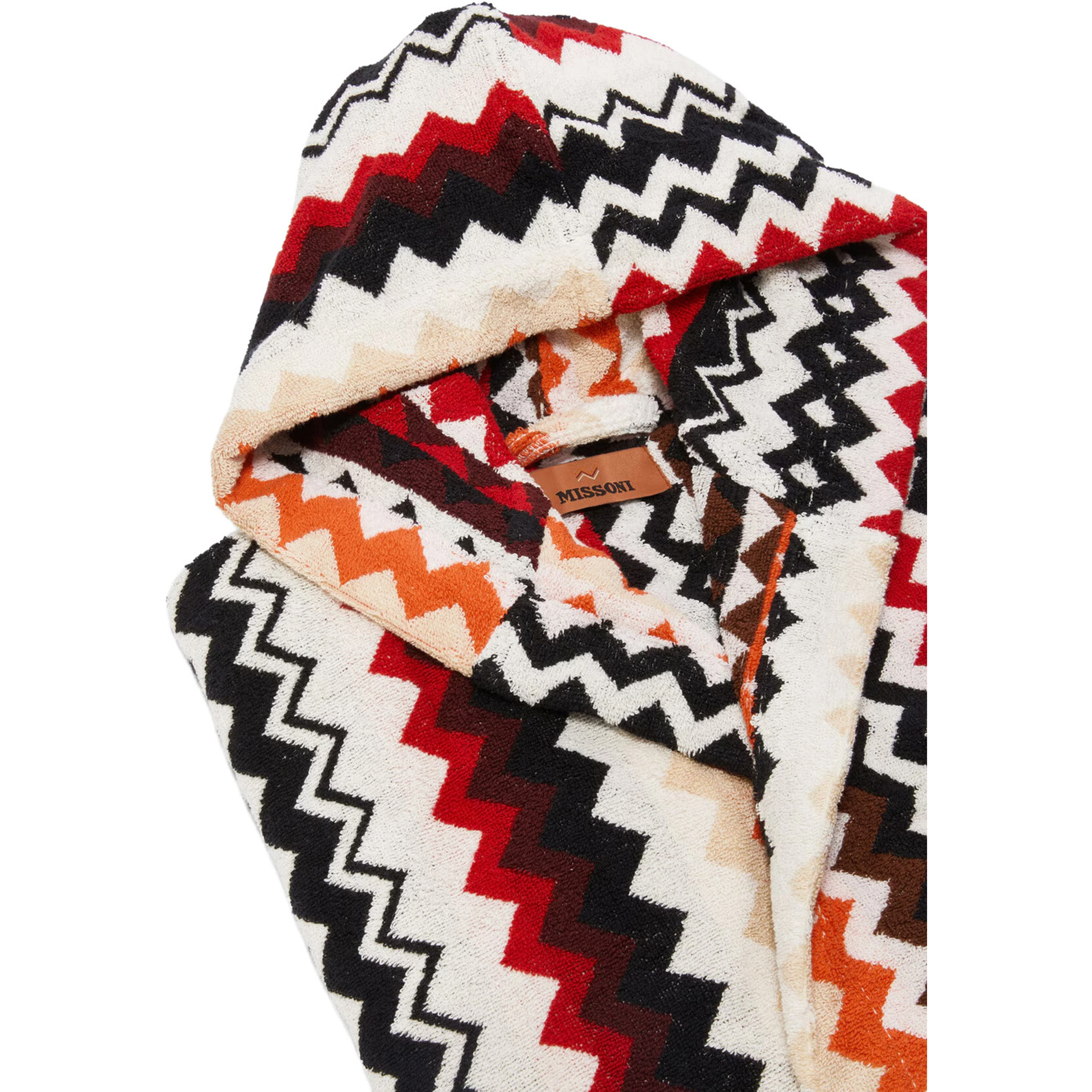 multicolor Hooded bathrobe with all-over Zig-Zag motif in cotton home