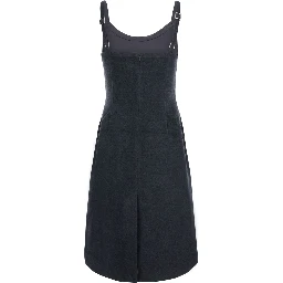 Cami grey Dress with all-over floral application in wool for women