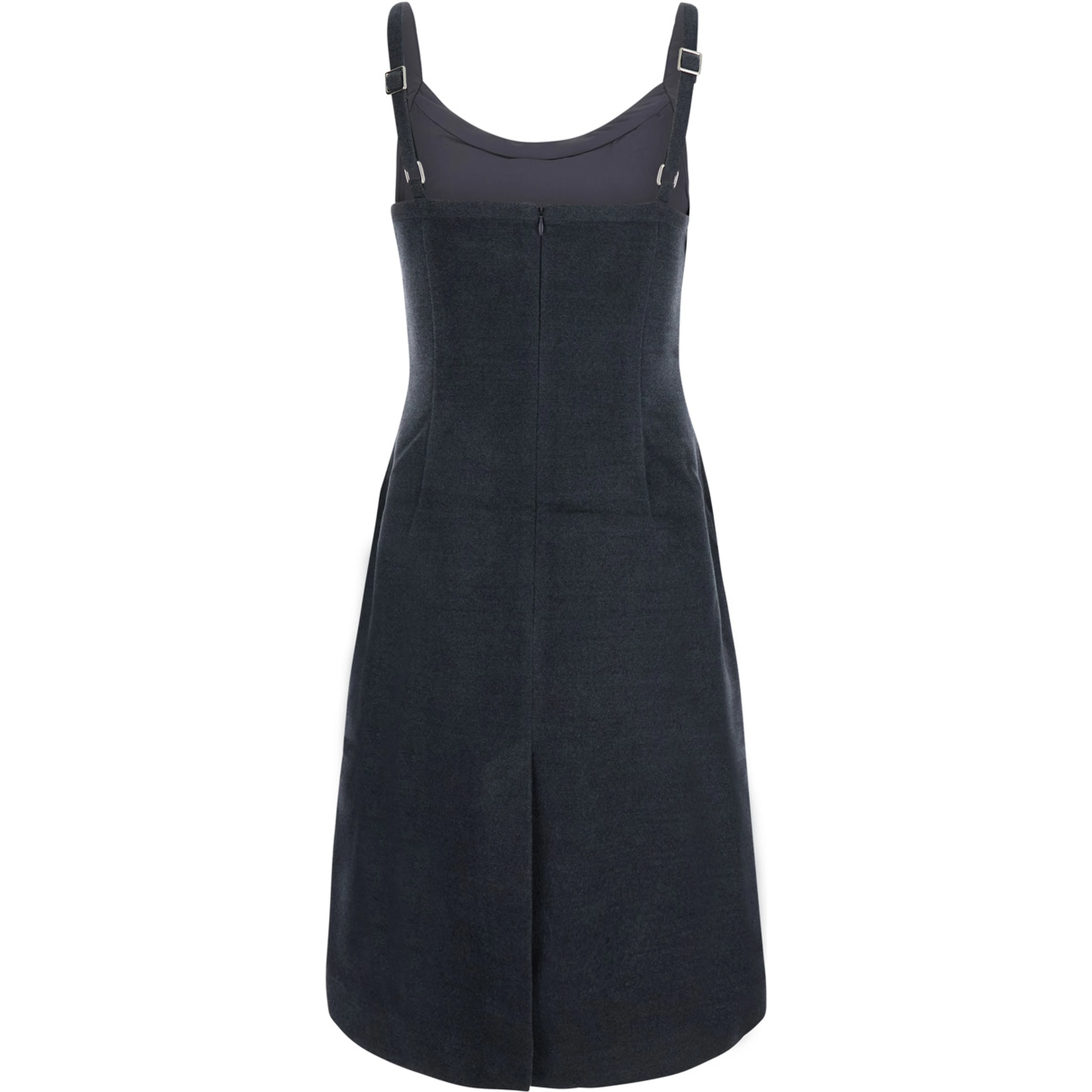 Cami grey Dress with all-over floral application in wool for women