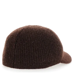 brown cap with all-over applied sequins in cashmere and silk Women
