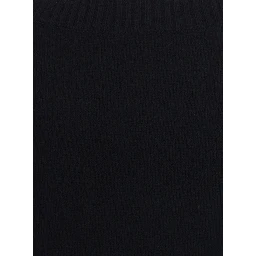 CROPPED ROUND NECK 12GG with round neck and long sleeves in black Cashmere for women