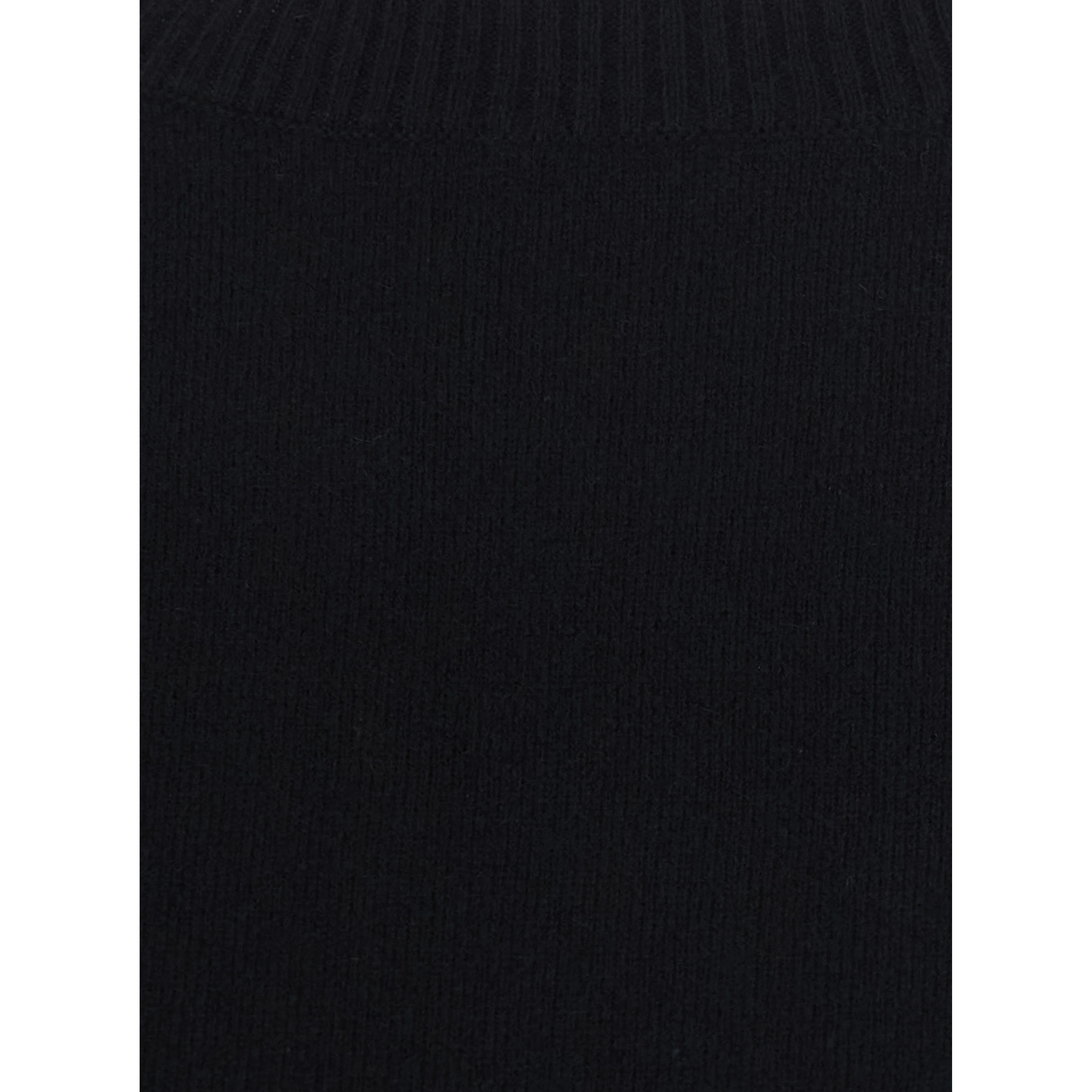CROPPED ROUND NECK 12GG with round neck and long sleeves in black Cashmere for women