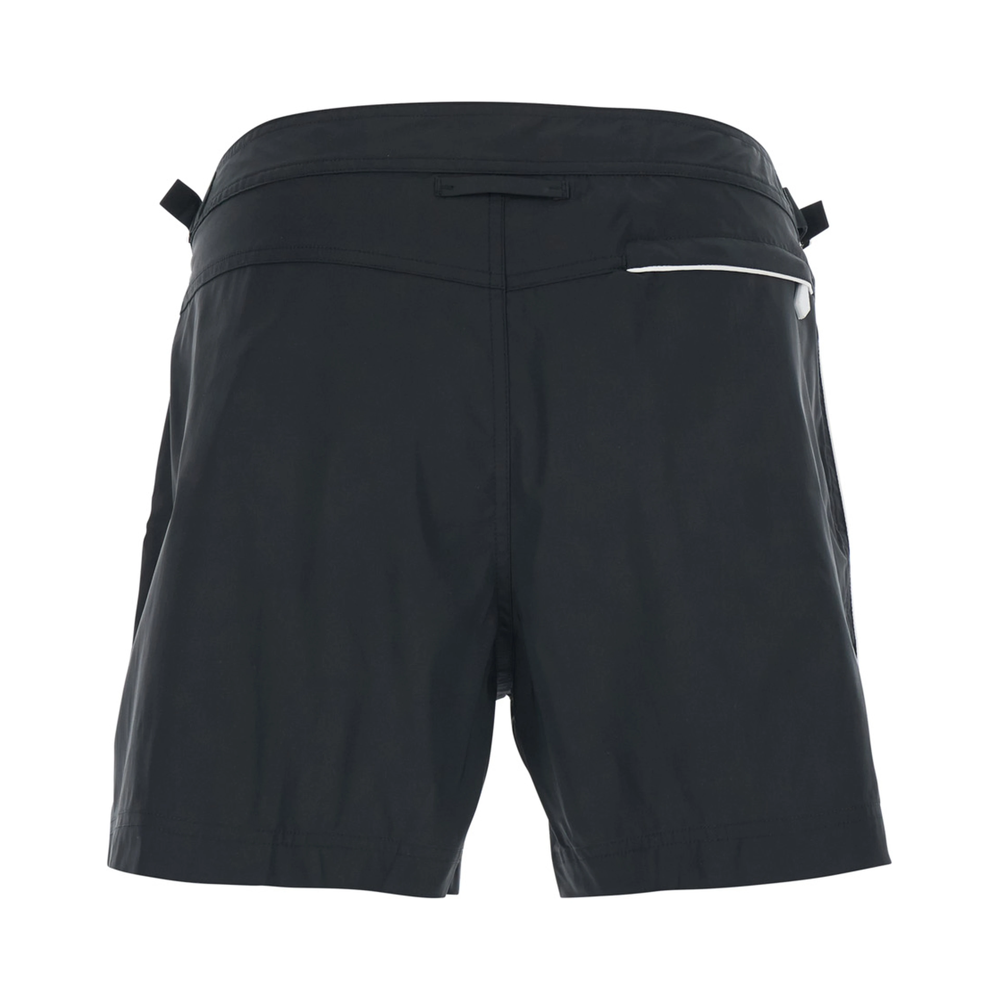 Black Swim Shorts with Side Buckled Strap Details in Tech Fabric Man