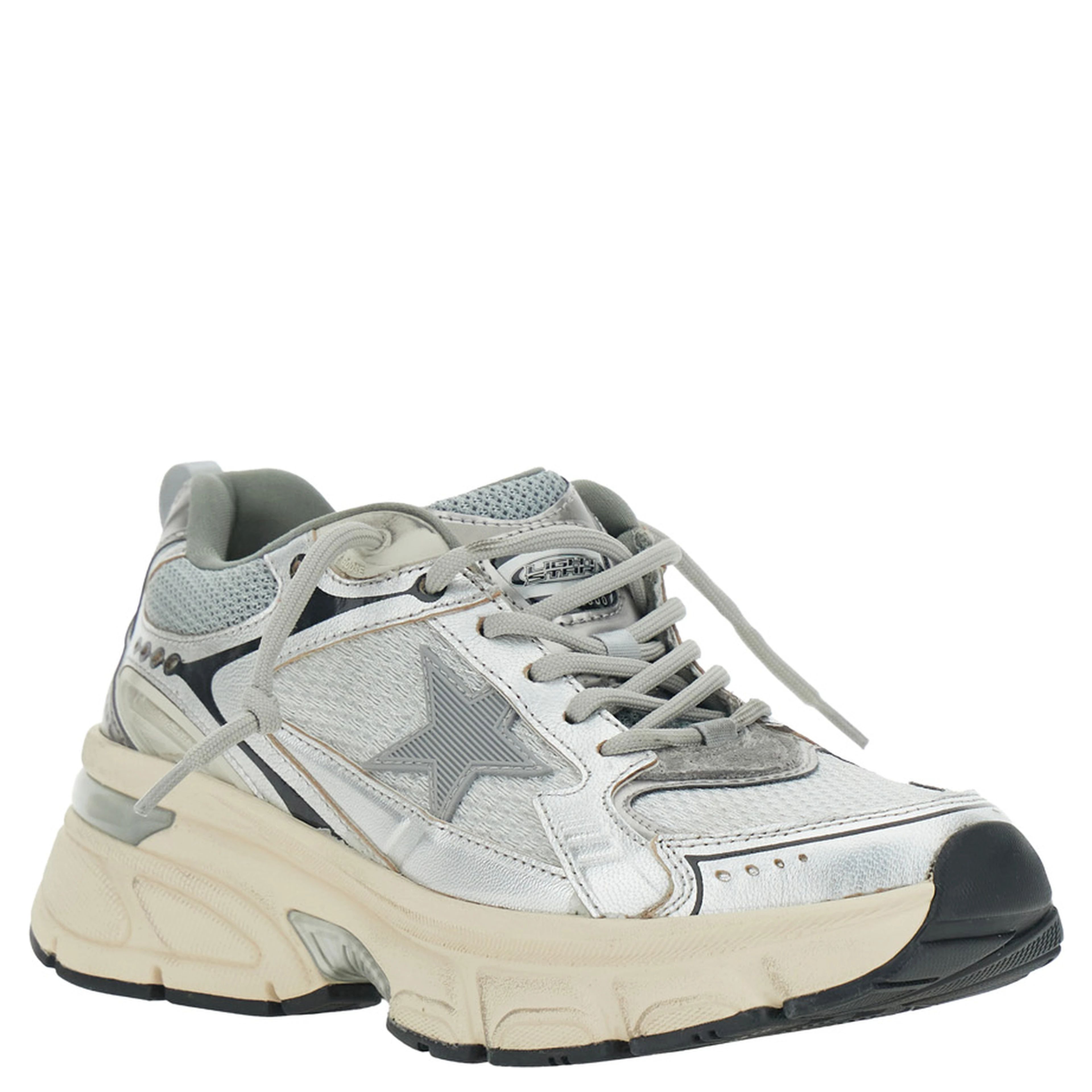 Lightstar Grey Low Top Sneakers with Logo Patch on the Tongue and Star Patch on the Side in Leather and Fabric Woman
