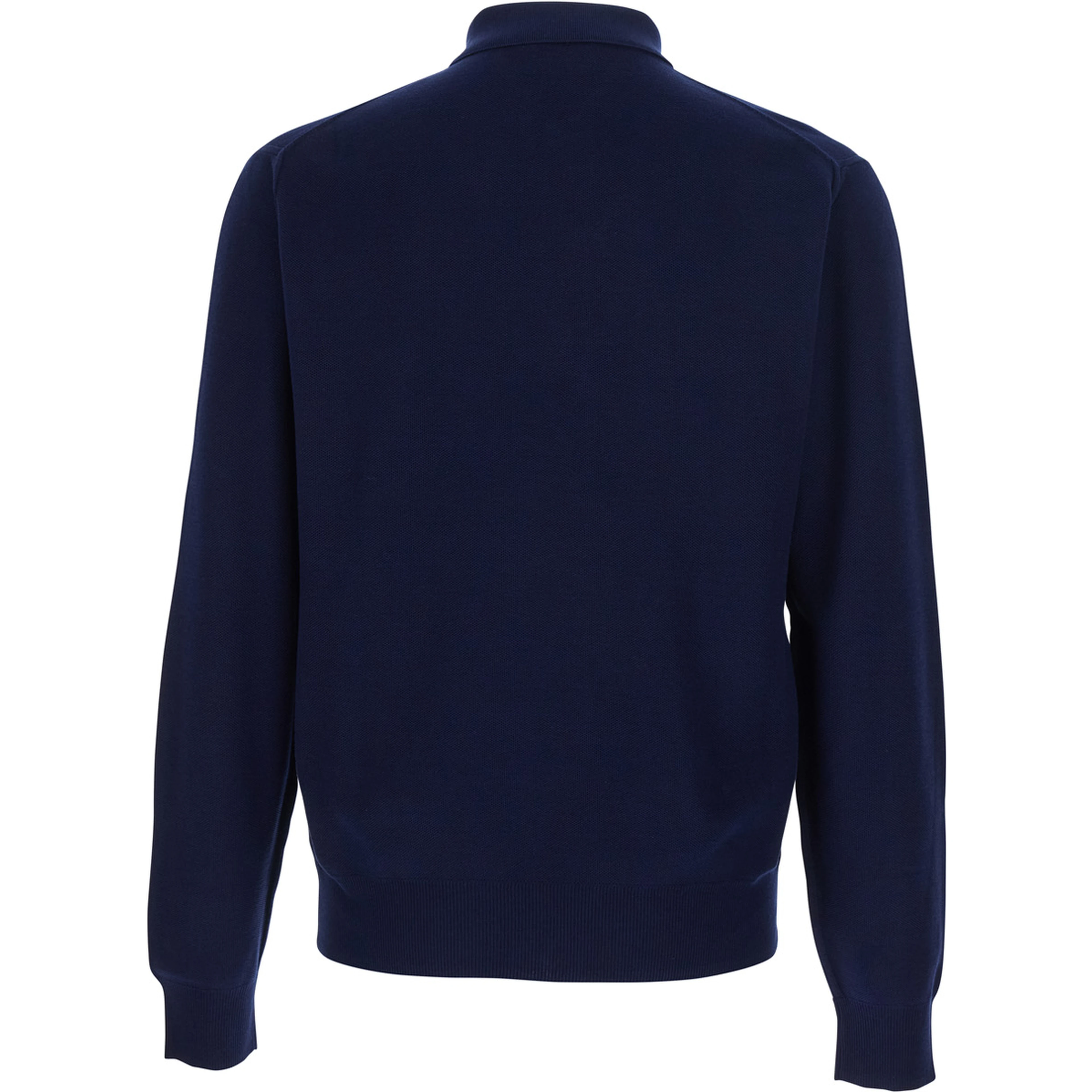 Blue Polo Shirt with Classic Collar and Front Button Closure in Silk and Cotton Blend for Men