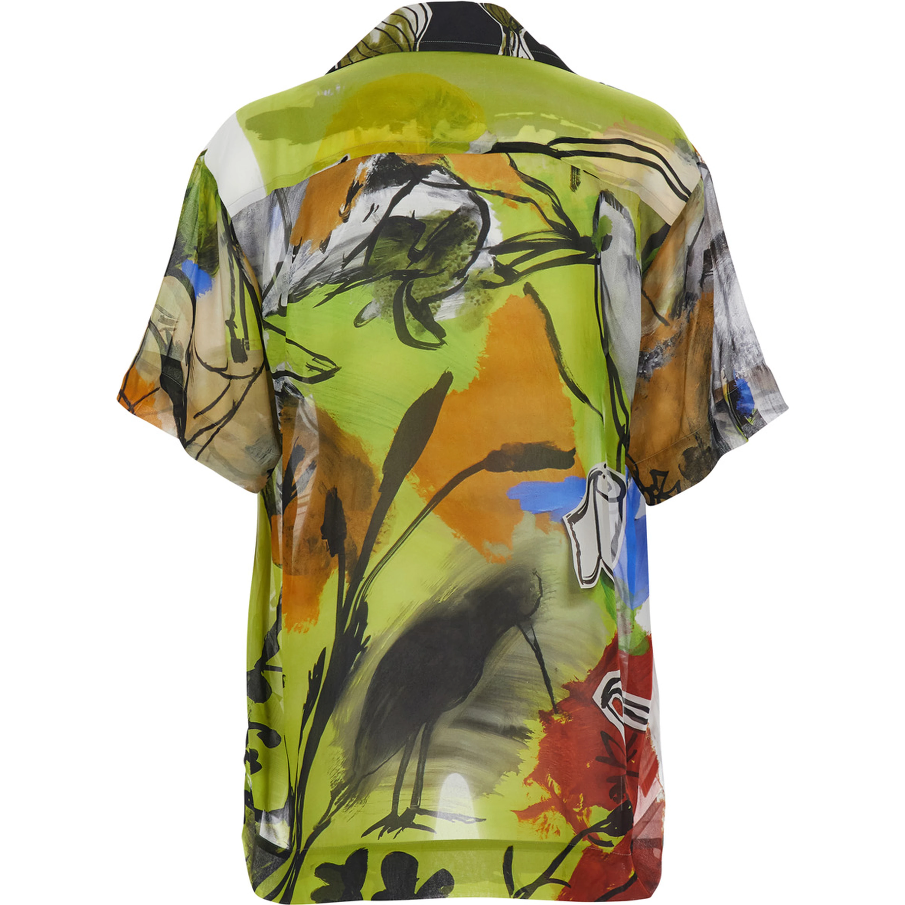 multicolor Shirt with open collar and all-over  graphic print in viscose man