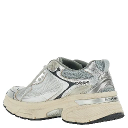 Lightstar Grey Low Top Sneakers with Logo Patch on the Tongue and Star Patch on the Side in Leather and Fabric Woman
