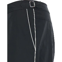 Black Swim Shorts with Side Buckled Strap Details in Tech Fabric Man