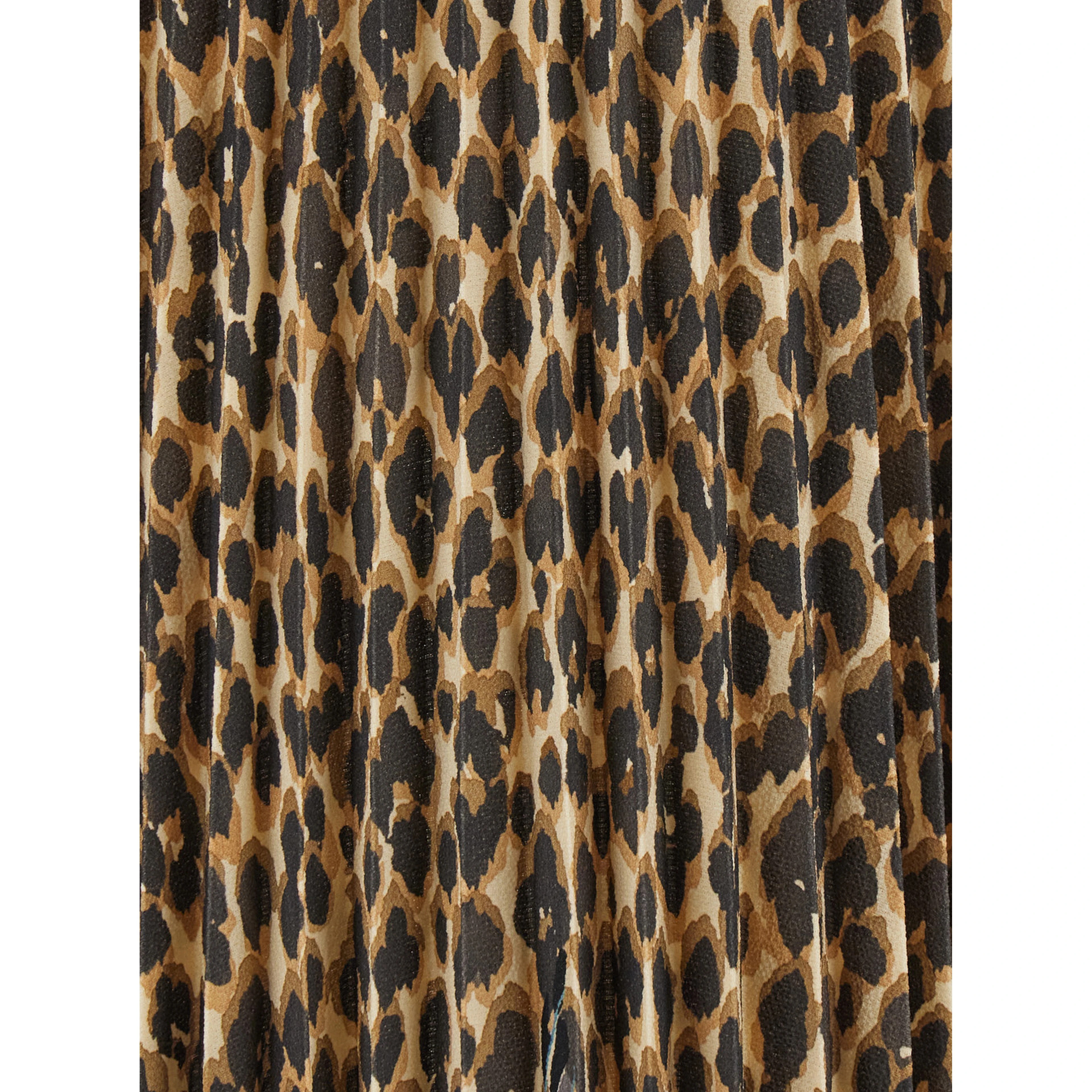 Brown High-Waisted Midi Skirt with All-Over Leopard Motif in Tech Fabric Women