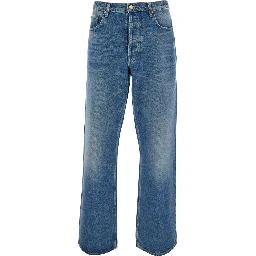 Blue Wide Leg Jeans in Cotton Man