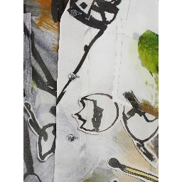 multicolor Shirt with open collar and all-over  graphic print in viscose man