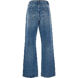 Blue Wide Leg Jeans in Cotton Man
