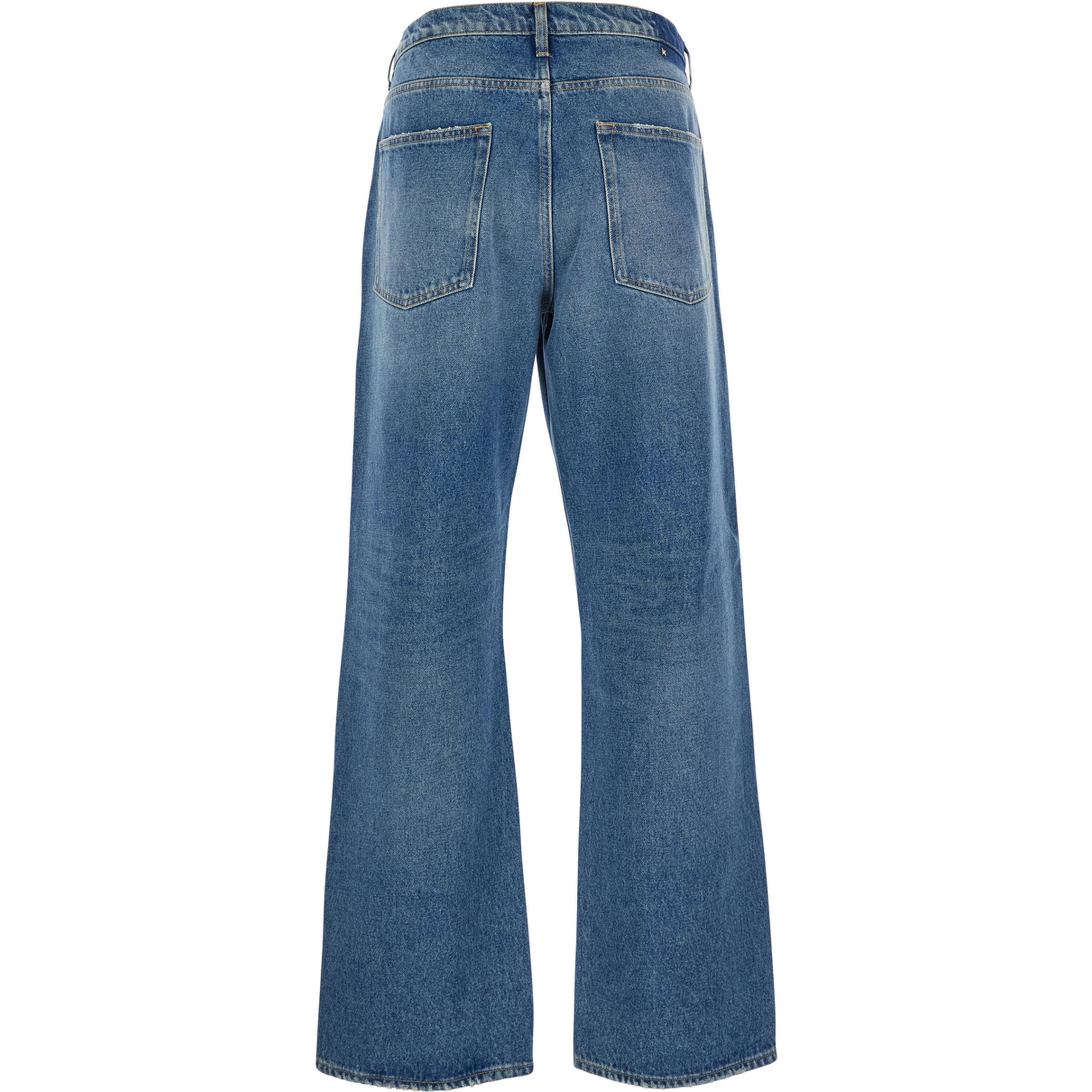 Blue Wide Leg Jeans in Cotton Man
