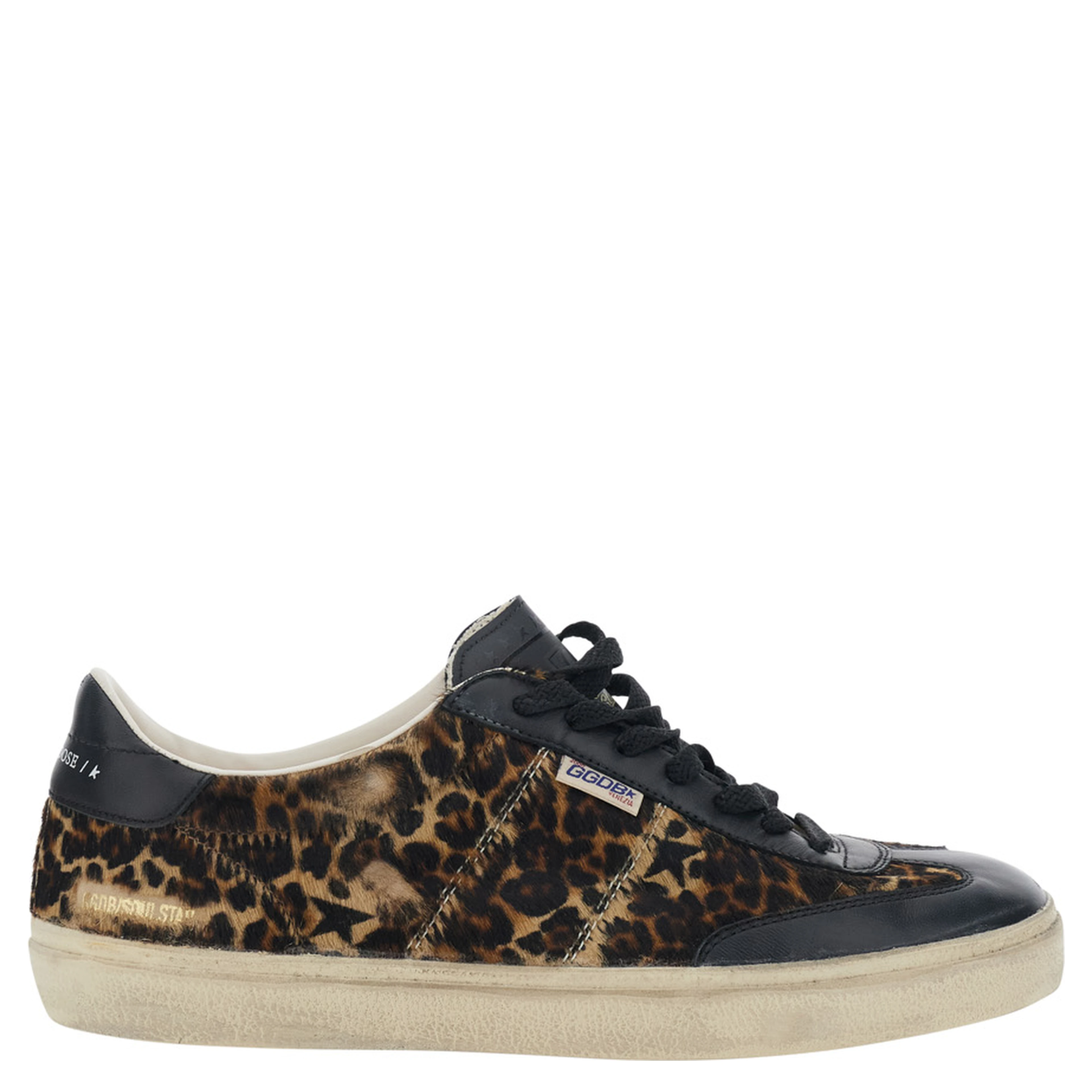 Soul-Star Brown Sneaker Low Top with Logo Patch on the Tongue and Leopard Motif In Leather Men