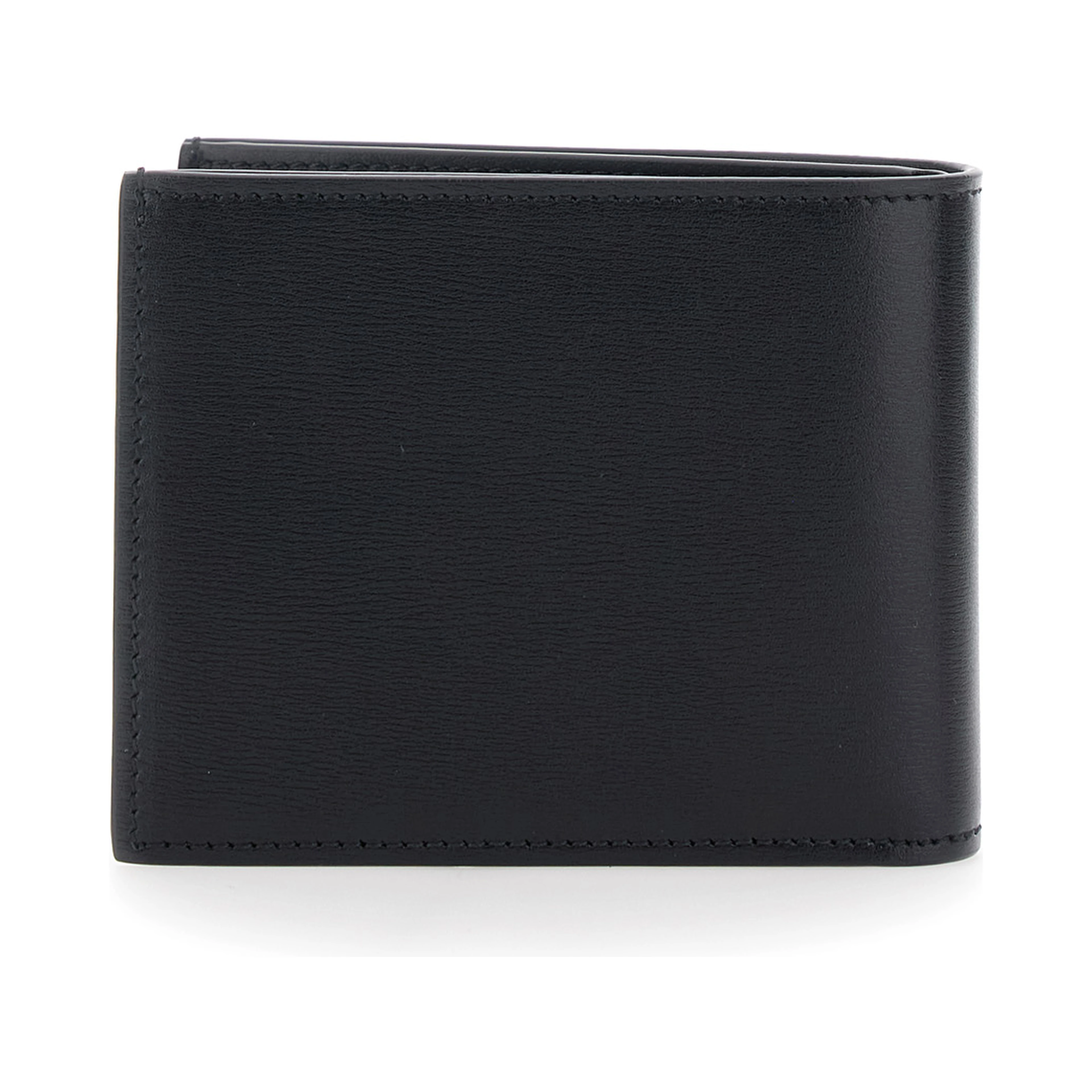 Black Wallet with Logo Plate on the Front In Leather For Men