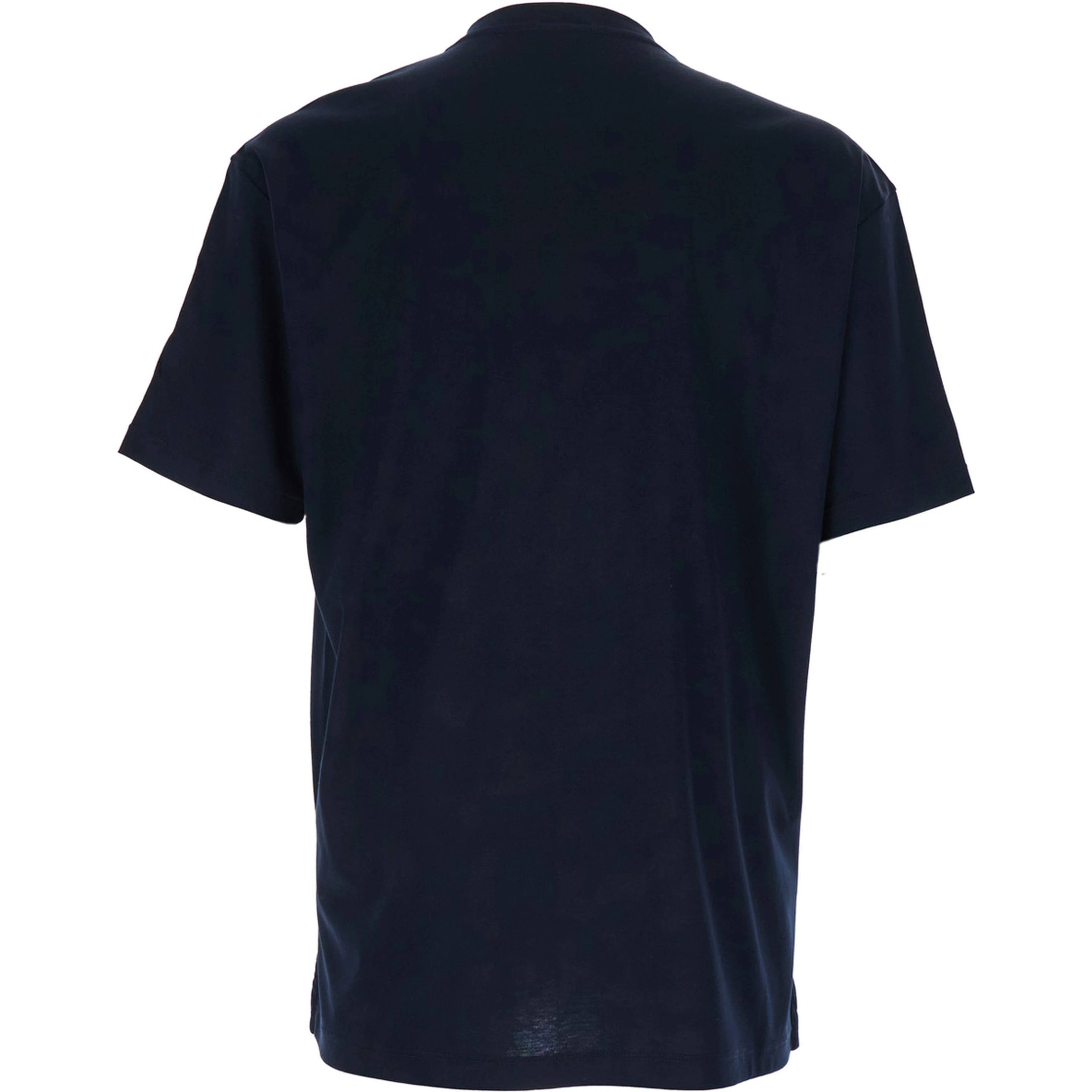 Blue Crew-neck T-shirt with raised collar and logo on the front in cotton man