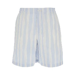 Le Short Calecon Light Blue Shorts with Elasticated Waist at the Back and All-Over Striped Motif in Cotton for Men