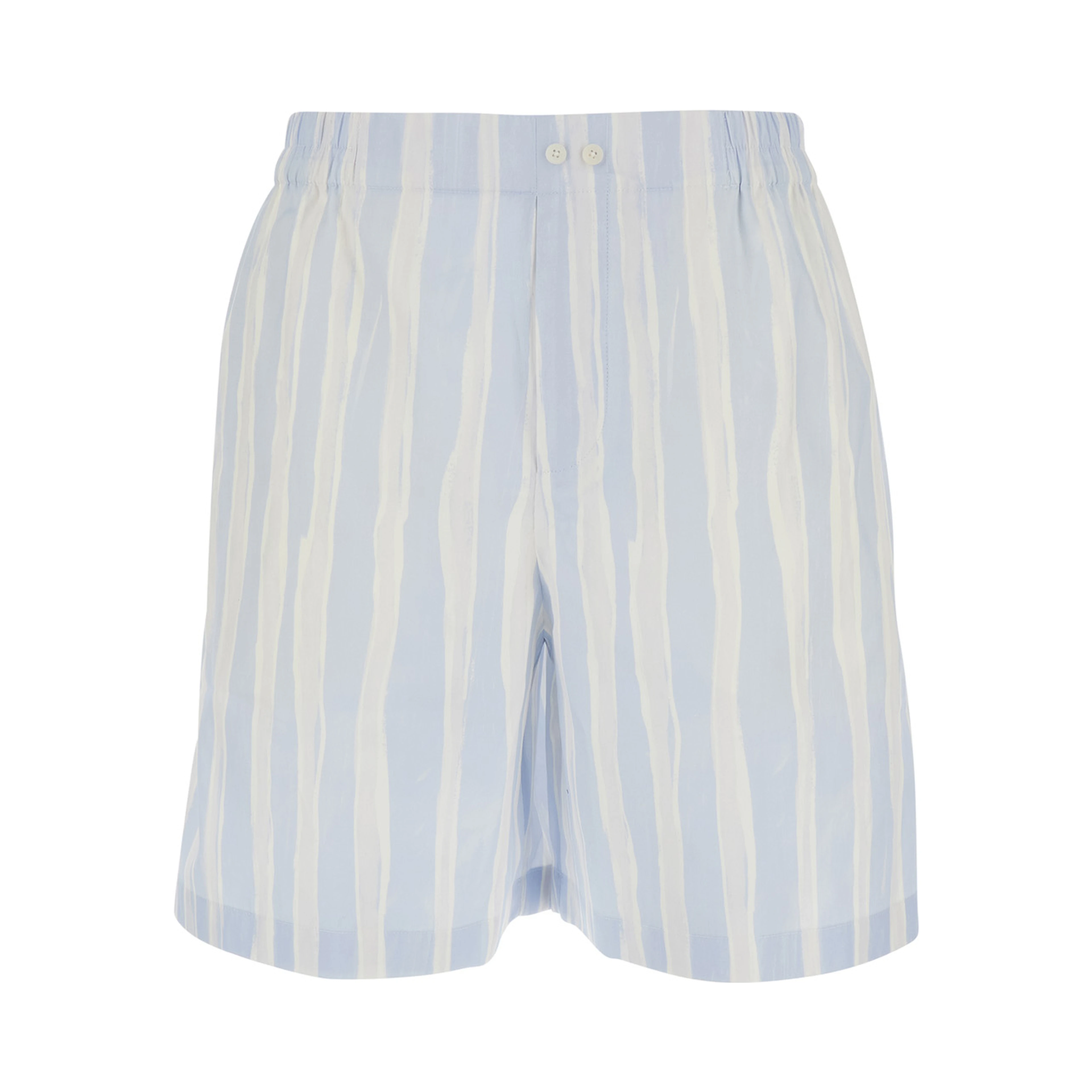 Le Short Calecon Light Blue Shorts with Elasticated Waist at the Back and All-Over Striped Motif in Cotton for Men