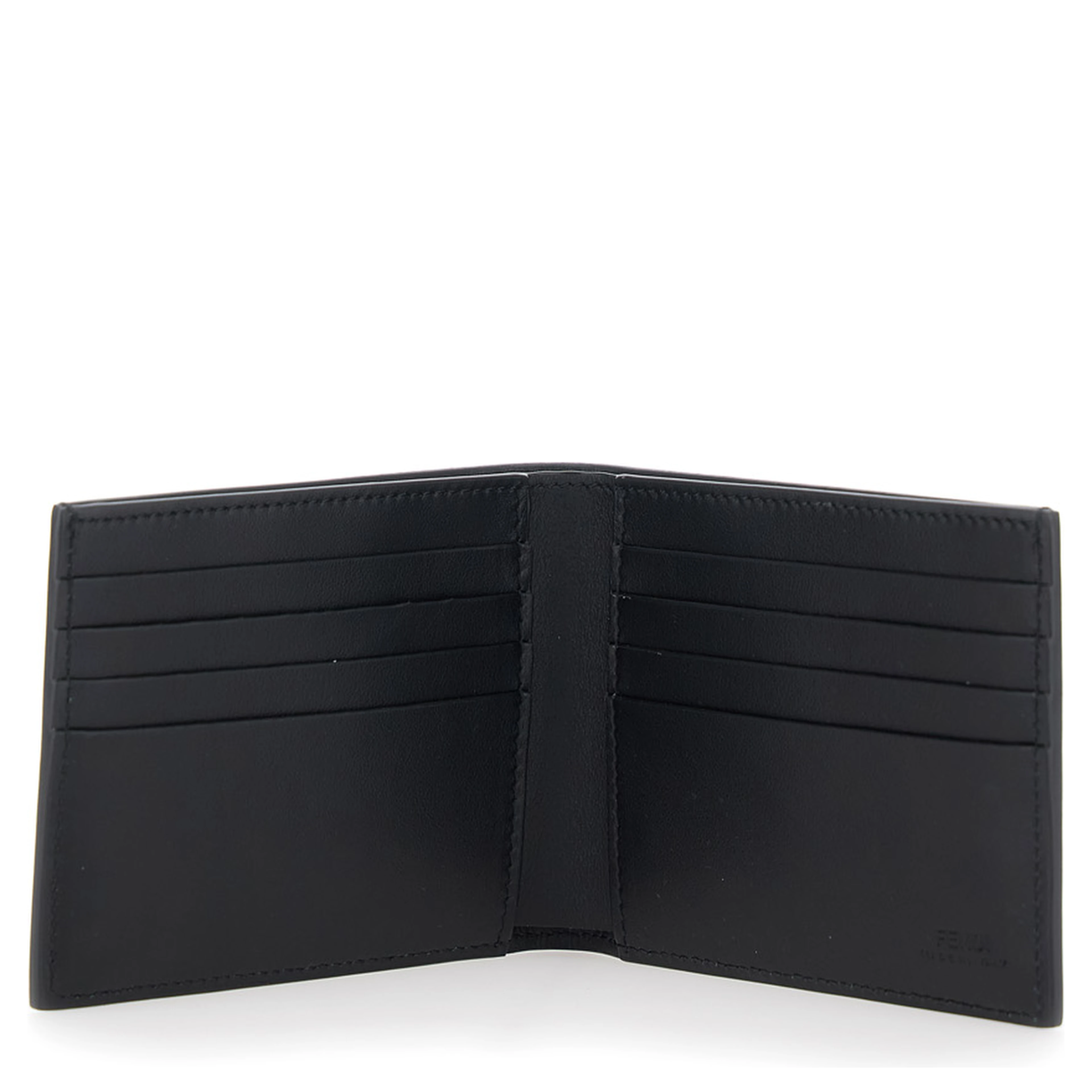Black Wallet with Logo Plate on the Front In Leather For Men