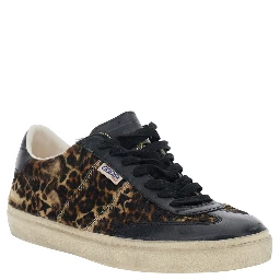 Soul-Star Brown Sneaker Low Top with Logo Patch on the Tongue and Leopard Motif In Leather Men