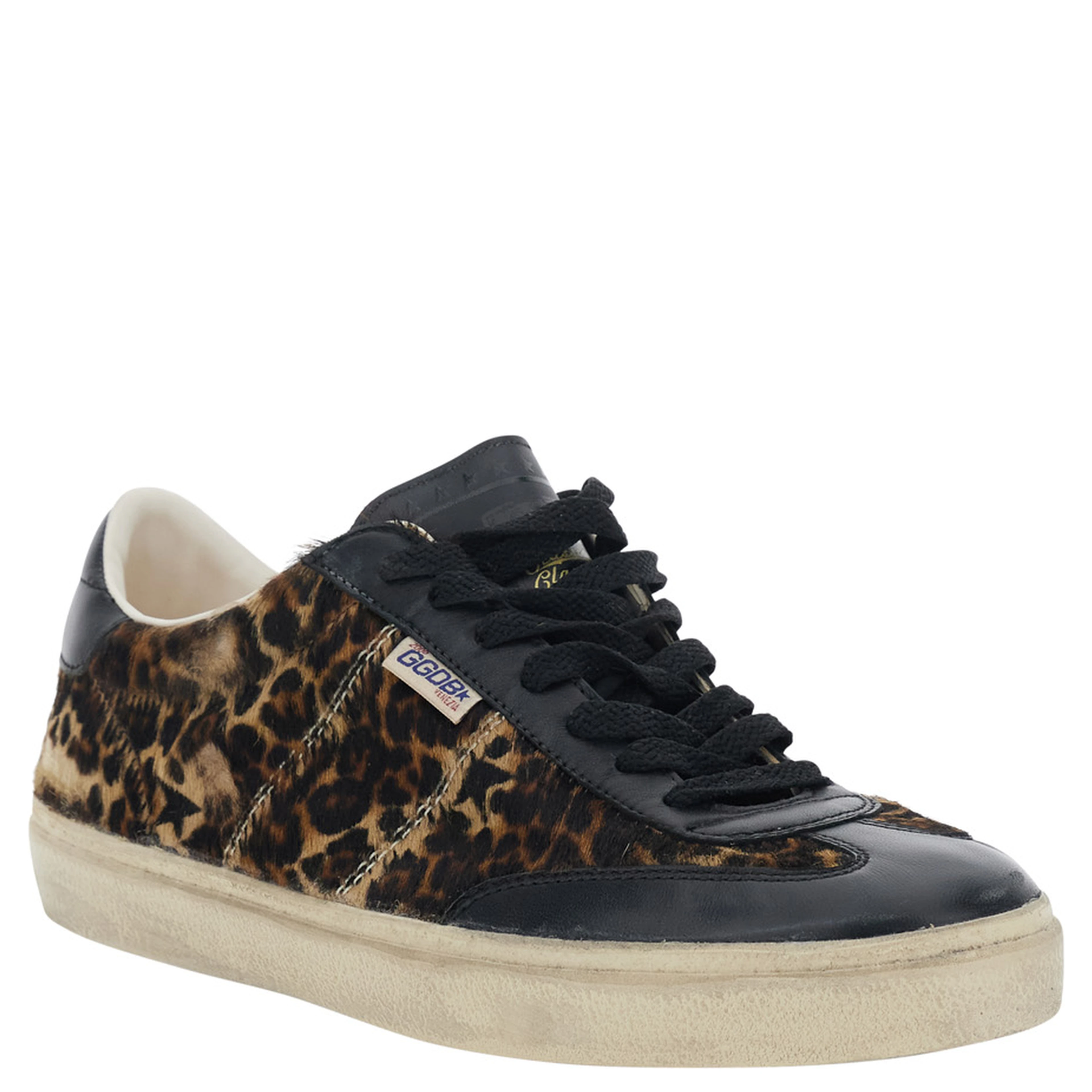 Soul-Star Brown Sneaker Low Top with Logo Patch on the Tongue and Leopard Motif In Leather Men