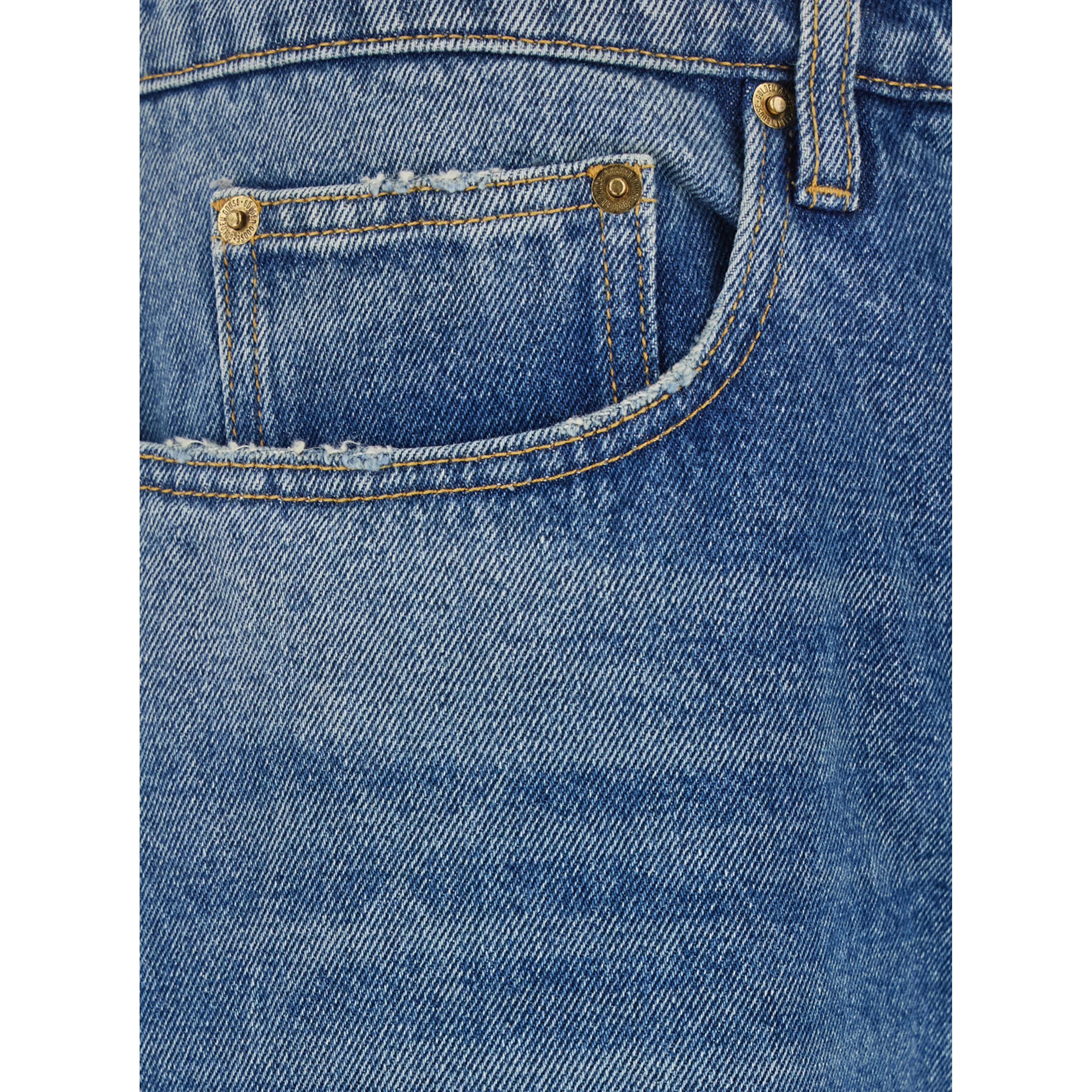 Blue Wide Leg Jeans in Cotton Man