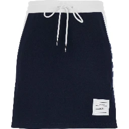 blue Skirt with elasticated waist and 4Bar logo in cotton for women