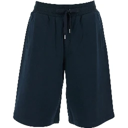 Blue Bermuda Shorts with Elastic Waist and Logo on the Back for Men