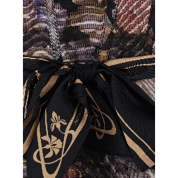 Valiant black Dress with Spaghetti straps and all-over floral print in linen and silk blend for women