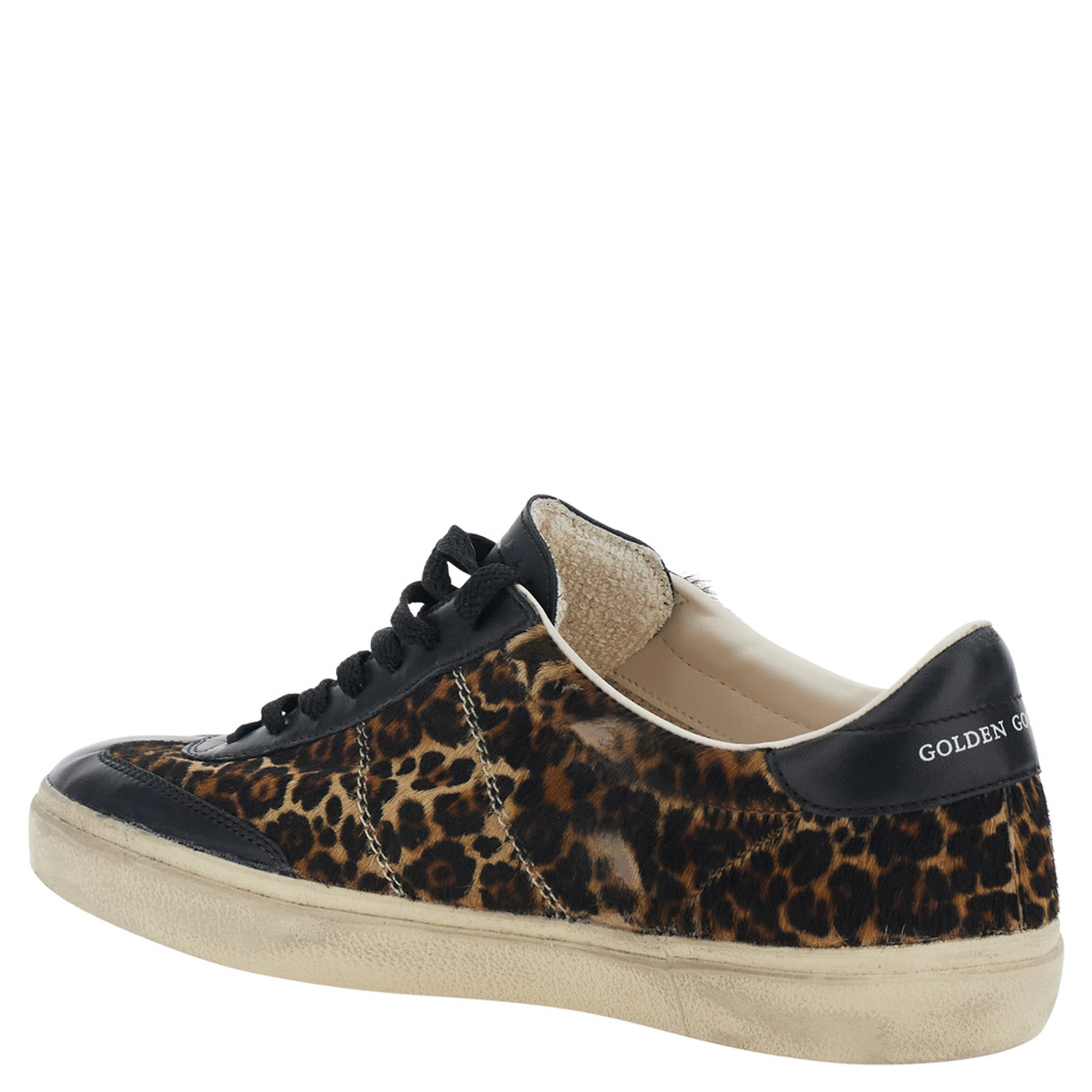 Soul-Star Brown Sneaker Low Top with Logo Patch on the Tongue and Leopard Motif In Leather Men