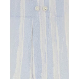 Le Short Calecon Light Blue Shorts with Elasticated Waist at the Back and All-Over Striped Motif in Cotton for Men