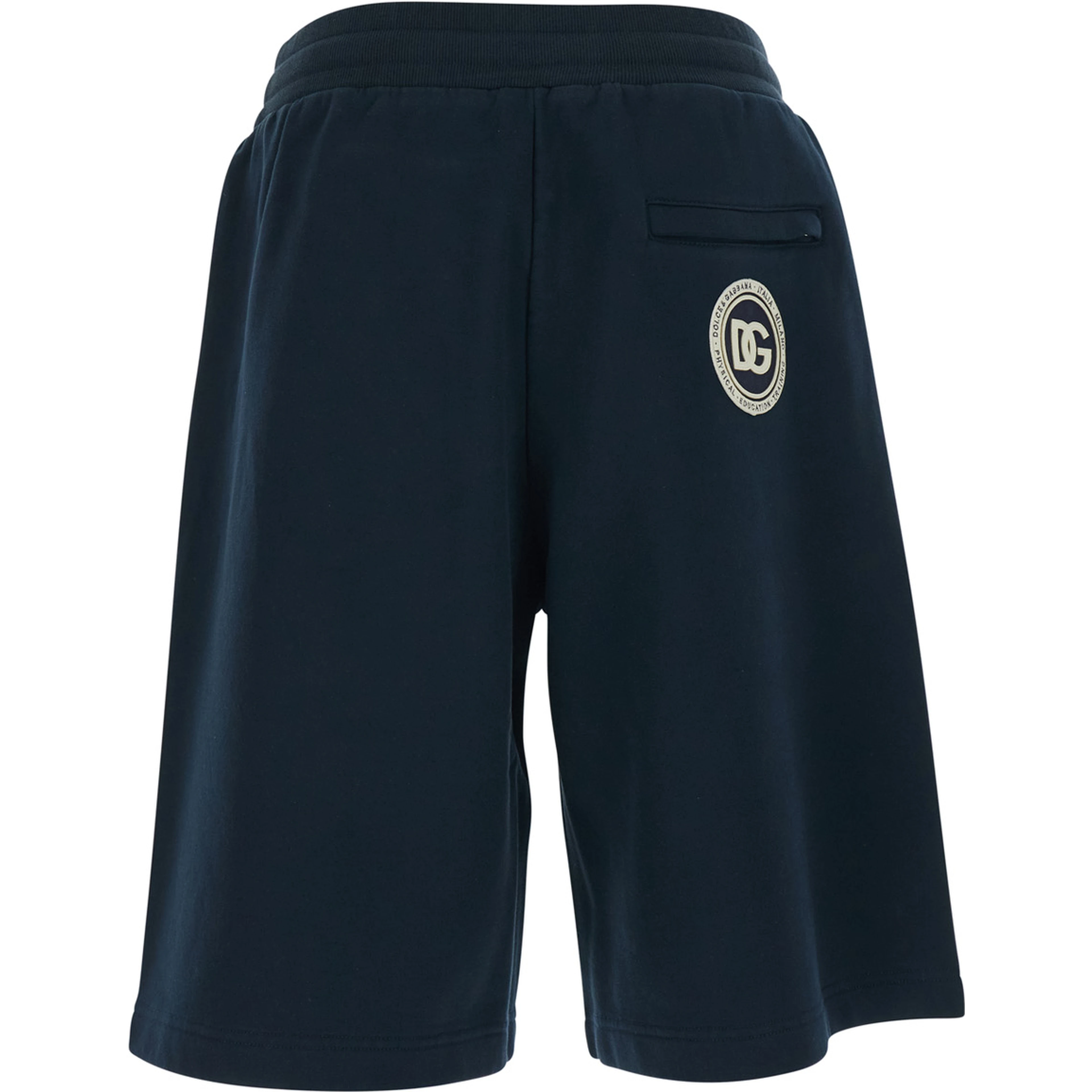 Blue Bermuda Shorts with Elastic Waist and Logo on the Back for Men