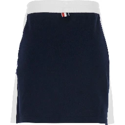 blue Skirt with elasticated waist and 4Bar logo in cotton for women