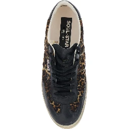 Soul-Star Brown Sneaker Low Top with Logo Patch on the Tongue and Leopard Motif In Leather Men