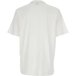 White T-Shirt with Logo Lettering Embroidery on the Front in Cotton for Men