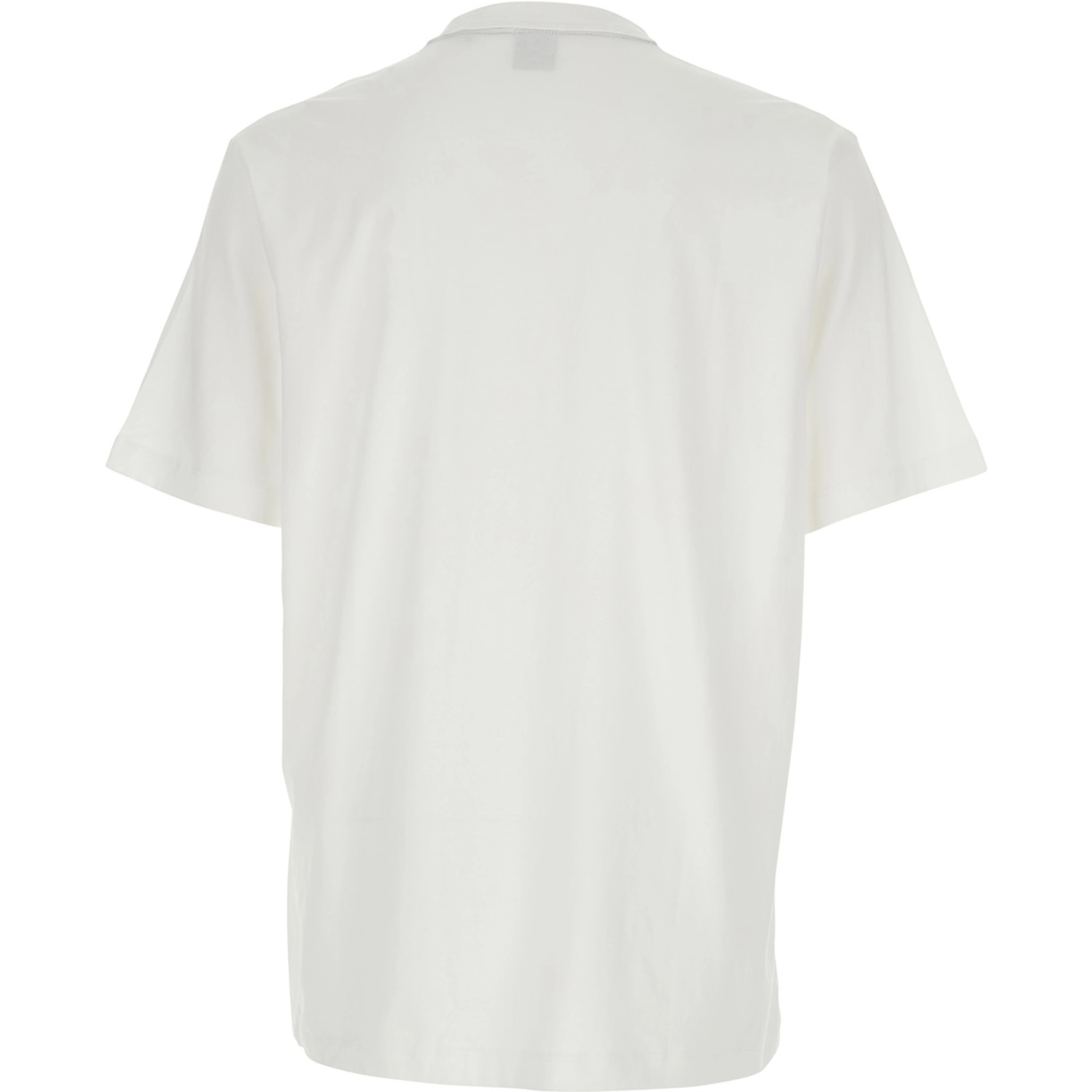 White T-Shirt with Logo Lettering Embroidery on the Front in Cotton for Men
