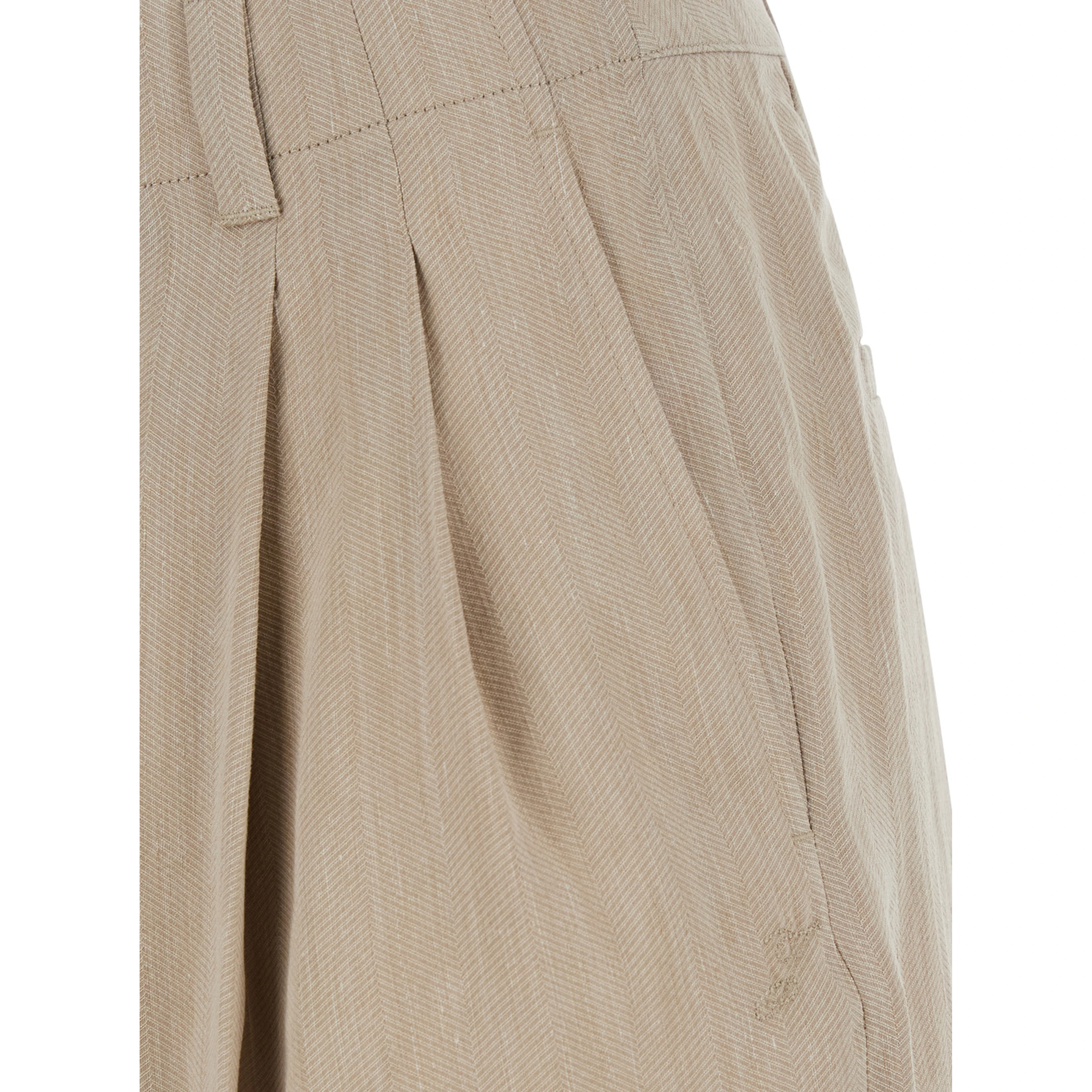 Le Short Pastro Beige Shorts with Turn-Up Hem in Linen Blend for Men