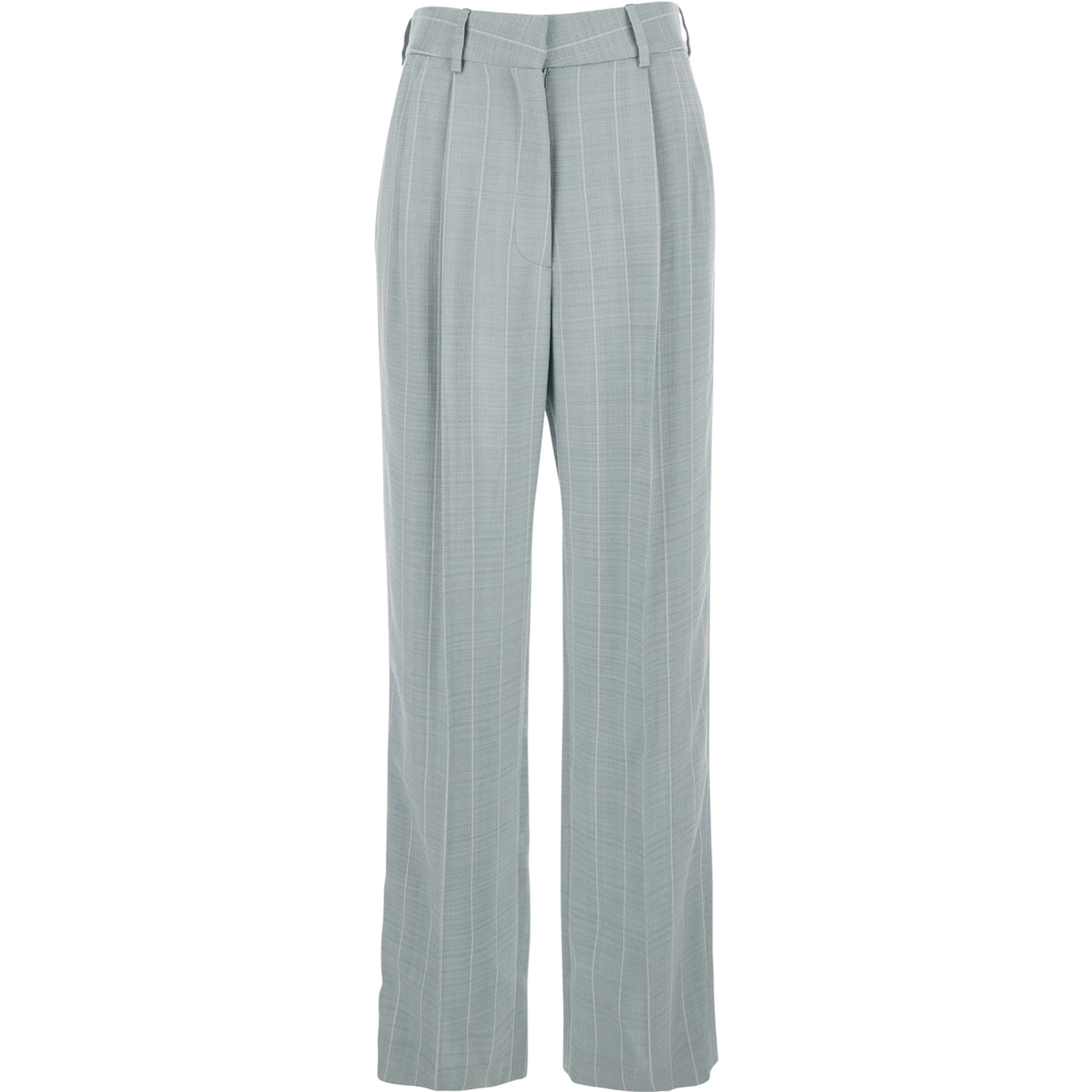 Light blue trousers with striped motif in viscose woman