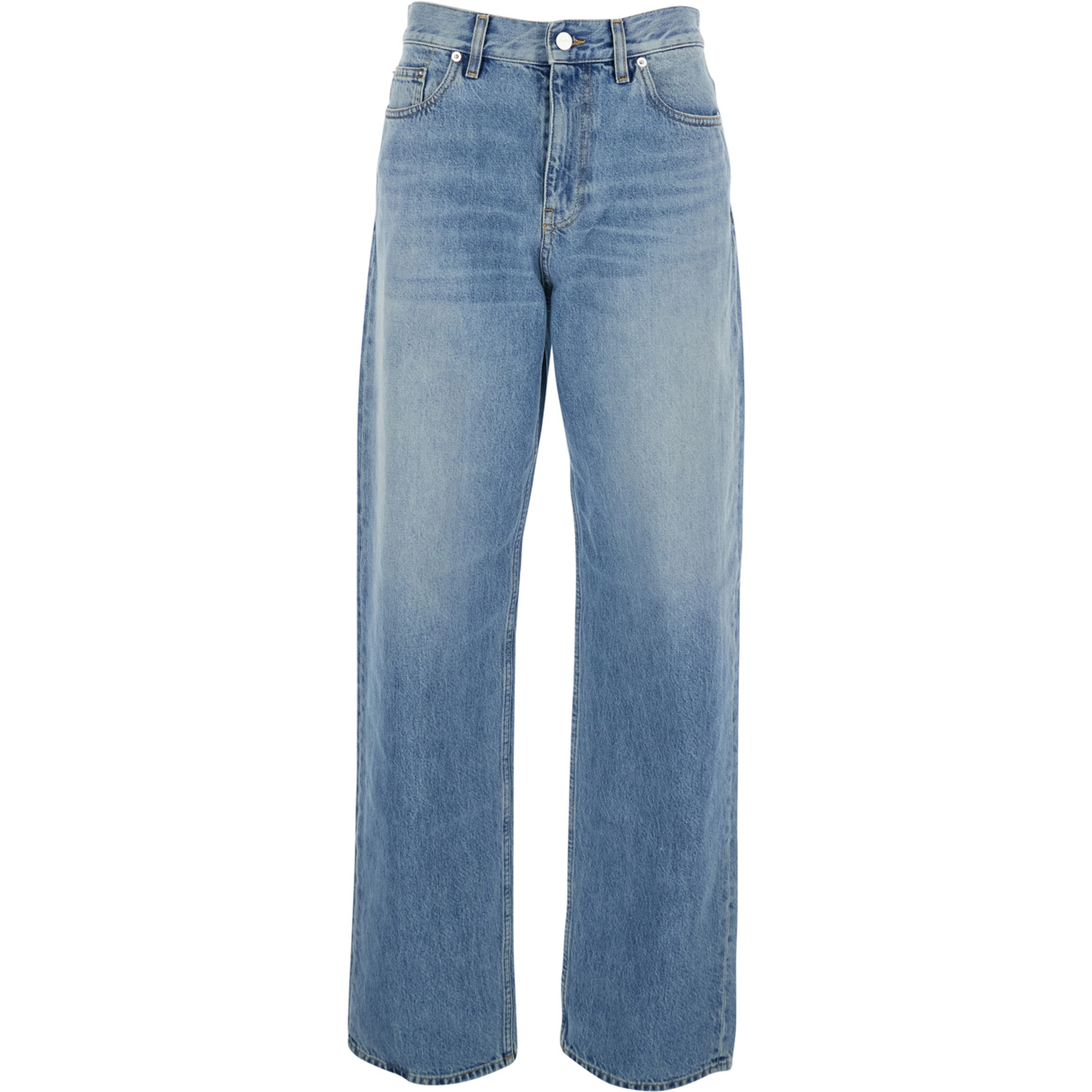 Blue Five-Pocket Jeans with Logo Patch on the Back in Denim for Women