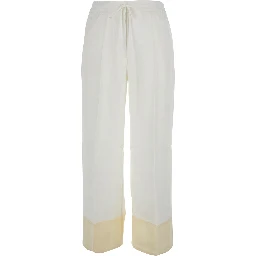 white Pants with elasticated waist and drawstring in silk women