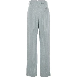 Light blue trousers with striped motif in viscose woman